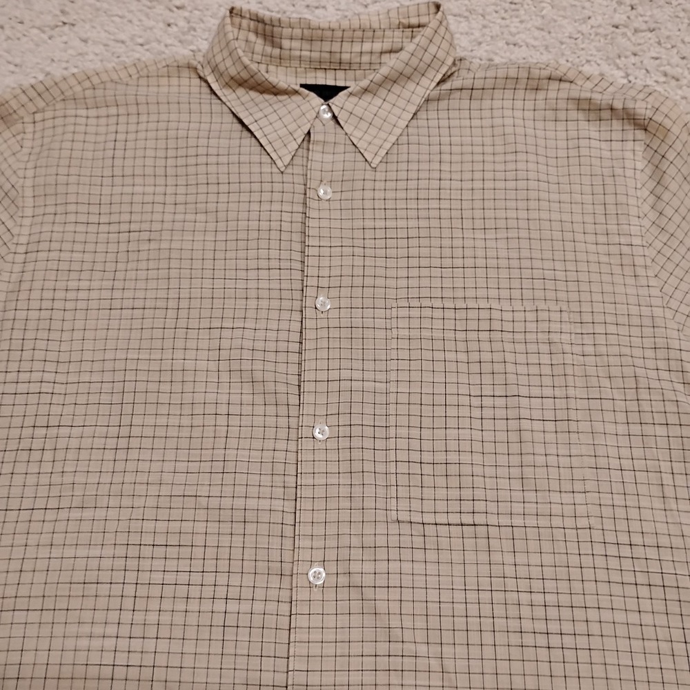 Todd Snyder Shirt Mens XL (27x31) Plaid Check Beige Button Pocket Camp Cotton A3